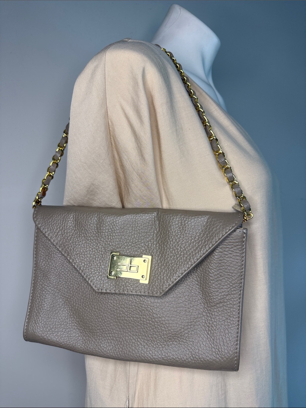 Courage.b Taupe Leather Hand Bag